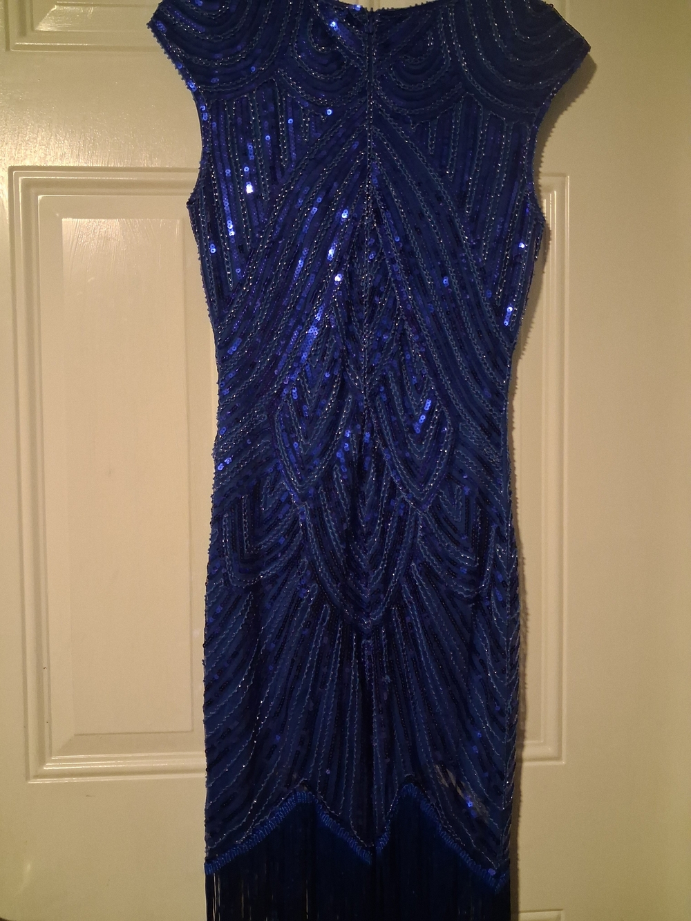 Women’s Royal Blue Sequin Fringe Midi Dress